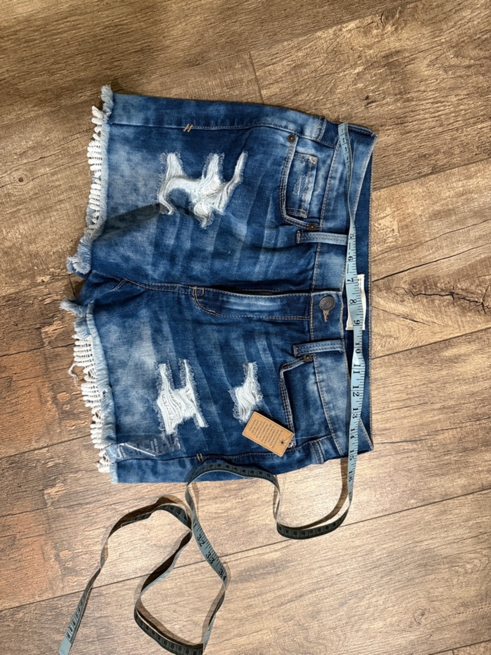Mudd Blue Distressed Denim Jean Shorts with Frayed Hem